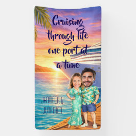 Personalized Caricature Couple Cruise Door Banner