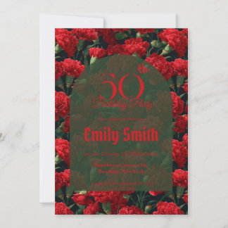 Personalized Carnation Floral Milestone Birthday Einladung