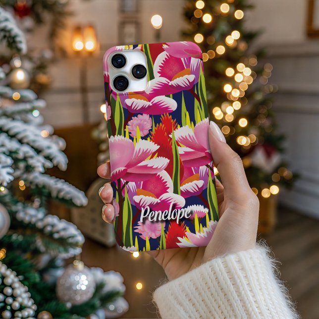 Personalized Cartoon Style Poppies Phone Case iPhone Hülle (Personalize Your Tech! Add a custom name to this artistic phone case. It's the perfect unique gift!)