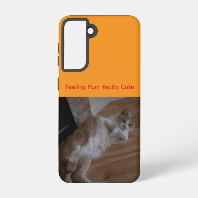 Personalized Cat Galaxy Case – Orange, Cute Quote Samsung Galaxy Hülle (Rückseite)