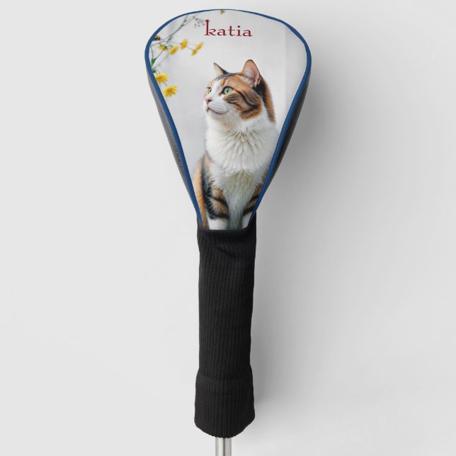 Personalized Cat Golf  Custom Pet Name Cute Cat De Headcover (Vorderseite)