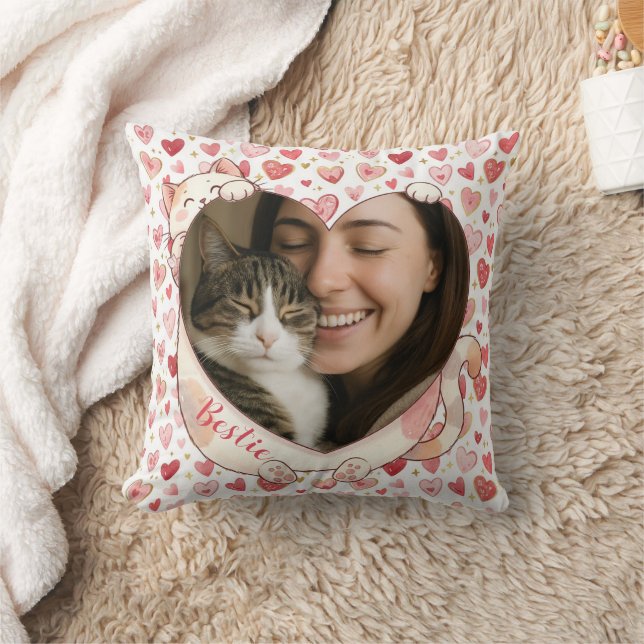 Personalized Cat Heart Photo Pillow | Pet Lovers Kissen (Decke)