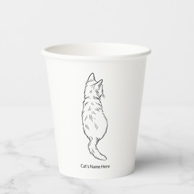 Personalized Cat Line Art 8oz Paper Cup Pappbecher (Vorderseite)