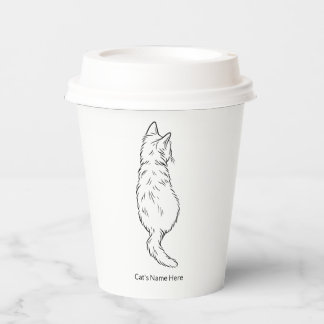 Personalized Cat Line Art 8oz Paper Cup with Lid Pappbecher