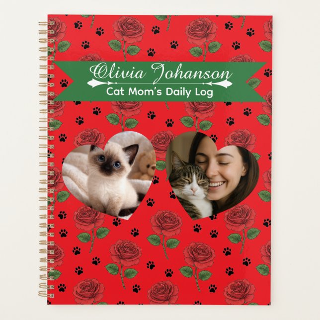 Personalized Cat Mom's Photo and Name  Planer (Vorderseite)