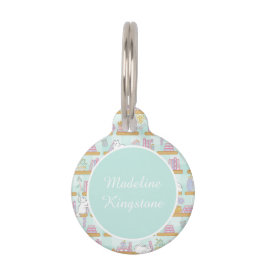 Personalized Cat Name Tag Cat Library Blue Haustiermarke