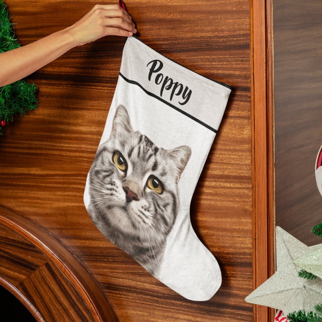 Personalized Cat Photo & Name Christmas Stocking  Großer Weihnachtsstrumpf (Von Creator hochgeladen)