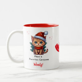 Personalized Cat Themed Christmas Mug Zweifarbige Tasse