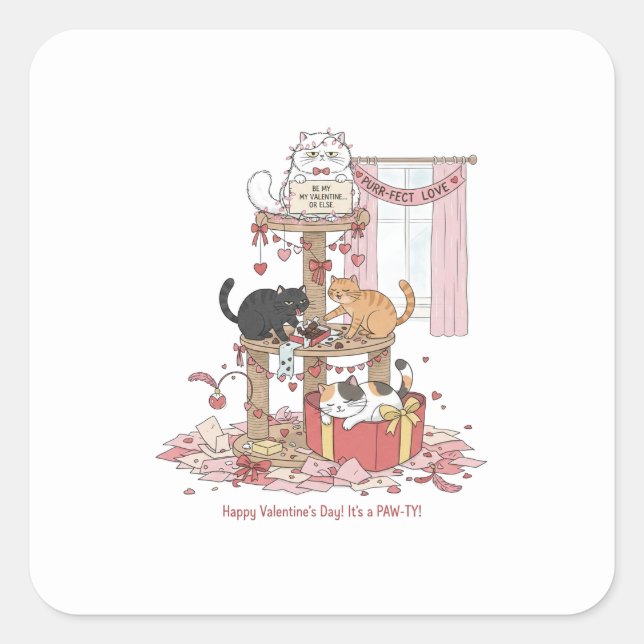 Personalized Cat's Meow Valentine's Day Stickers (Vorderseite)