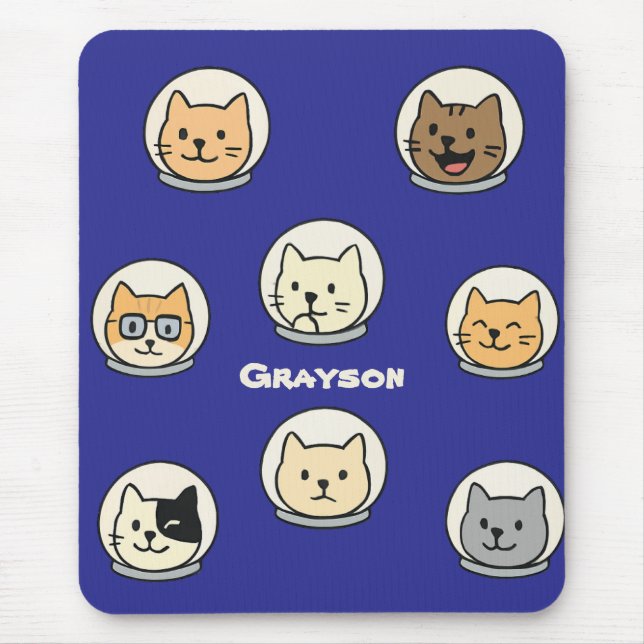 Personalized Catstronaut Mousepad With Name (Vorne)