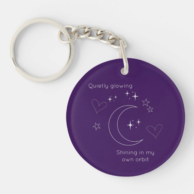 Personalized Celestial Line Art Purple Keychain Schlüsselanhänger (Vorderseite)