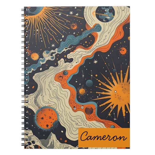 Personalized Celestial Notebook – Custom Name Notizblock (Vorderseite)
