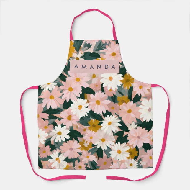 Personalized Charming Pink and White Daisy Flower Schürze (Vorderseite)