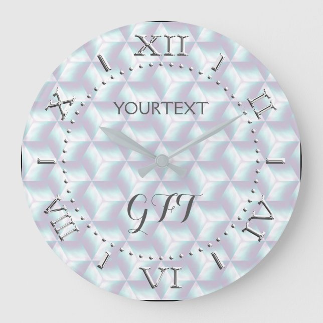 Personalized Checkered Mother of Pearl Style on Große Wanduhr (Vorderseite)