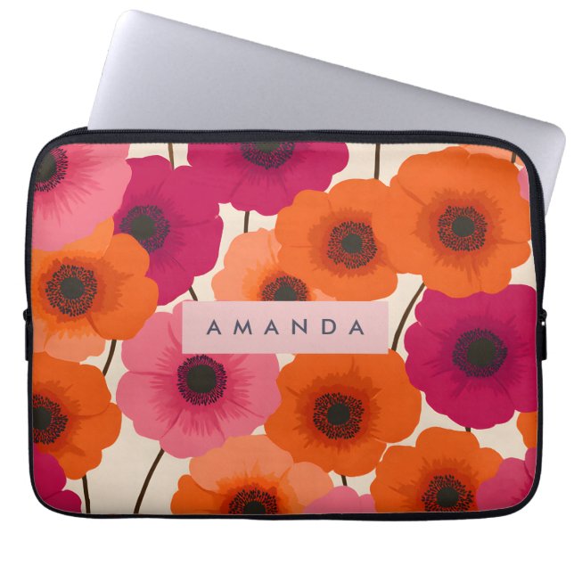 Personalized Cheerful Orange Pink Flower Laptopschutzhülle (Vorderseite)