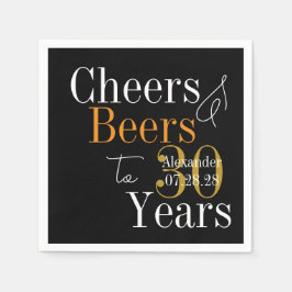 Personalized Cheers and Beers 30th Birthday Party Serviette
