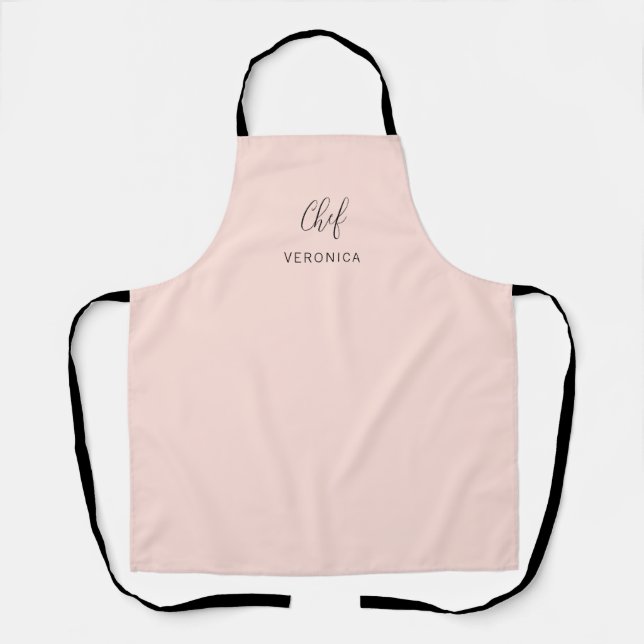 Personalized Chef Apron | Minimal Blush Pink Apron Schürze (Vorderseite)