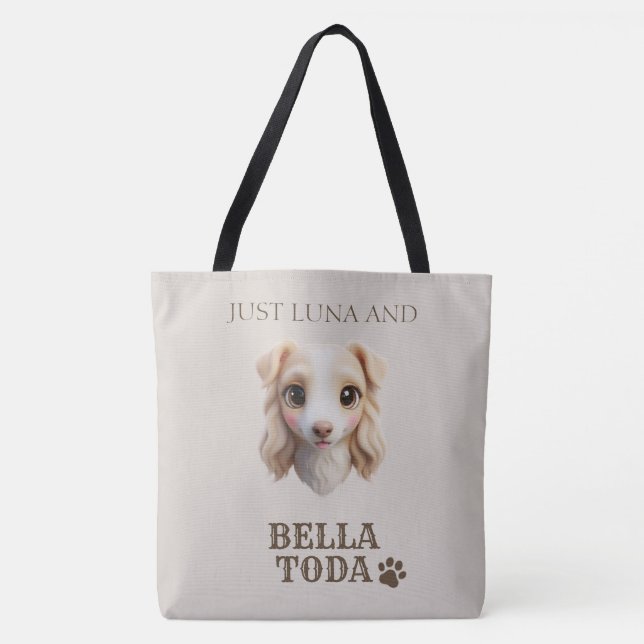 Personalized Chibi Dog & Owner Name Tote (Vorderseite)