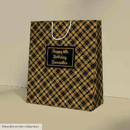 Personalized Chic Black Gold Party Gift Bag Mittlere Geschenktüte
