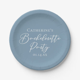 Personalized Chic Dusty Blue Bachelorette Party Pappteller