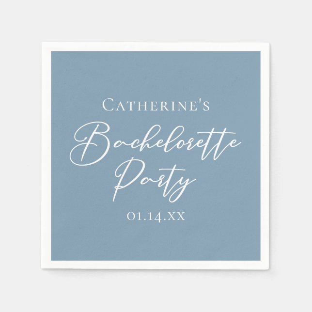 Personalized Chic Dusty Blue Bachelorette Party Serviette (Vorderseite)