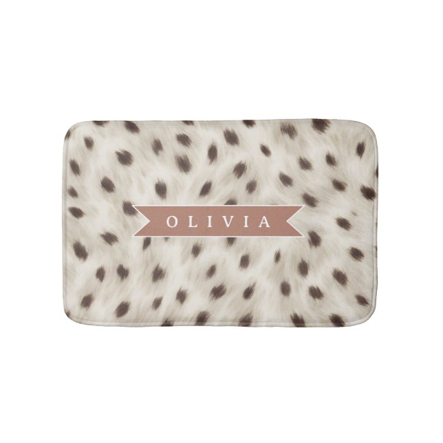 Personalized Chic Neutral Leopard Animal Print Badematte (Vorderseite)