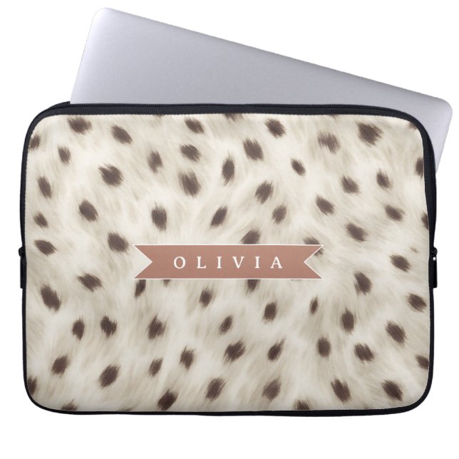 Personalized Chic Neutral Leopard Animal Print Laptopschutzhülle (Vorderseite)