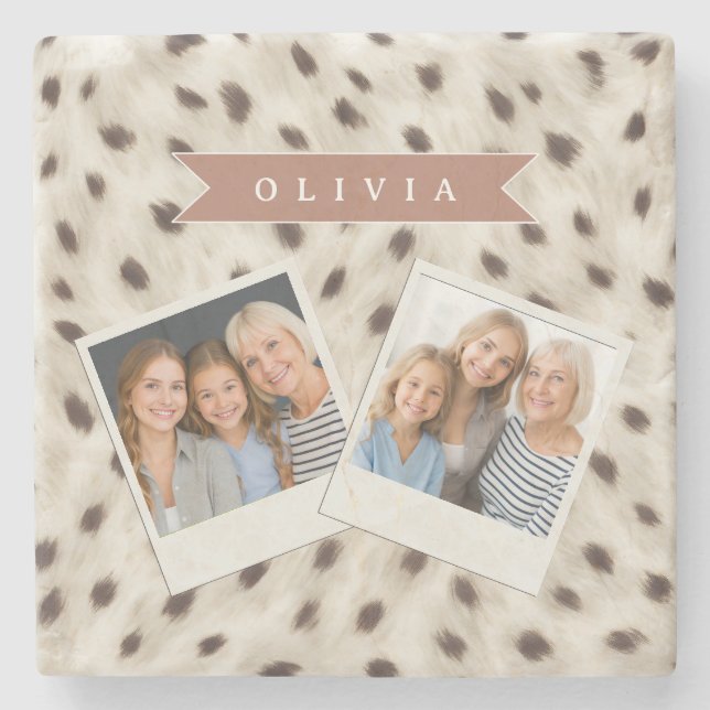 Personalized Chic Neutral Leopard Animal Print Steinuntersetzer (Vorderseite)