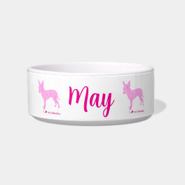 Personalized Chihuahua Pet Bowl  Pink Silhouette  Napf