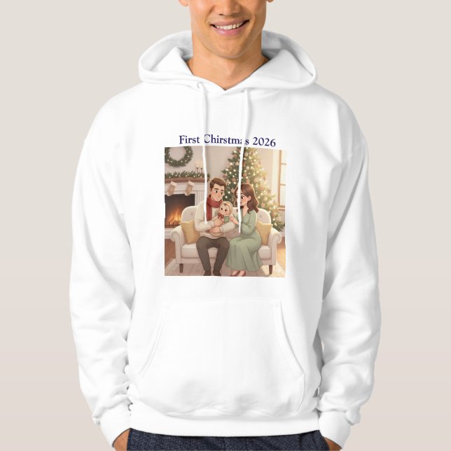 Personalized Child’s First Christmas Hoodie – Men’ (Vorderseite)