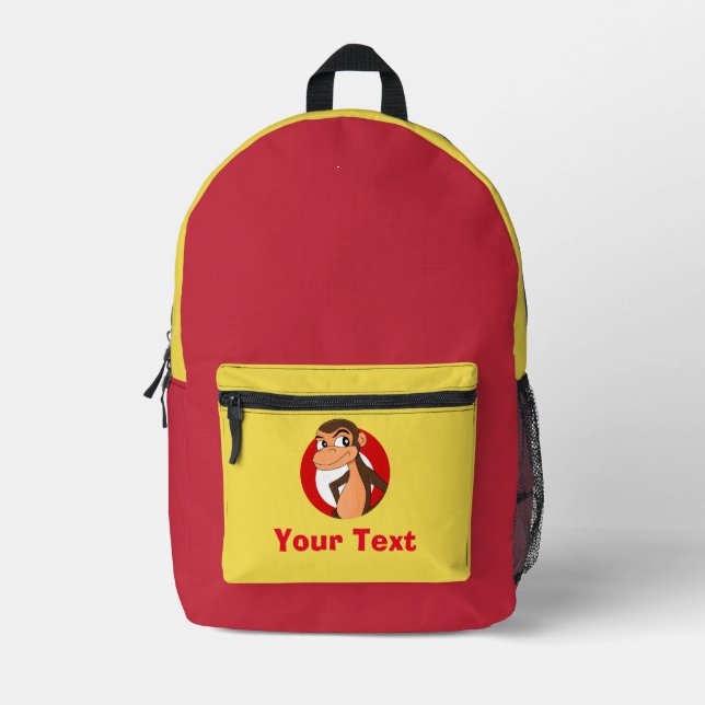 Personalized chimp cartoon  bedruckter rucksack (Vorderseite)