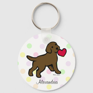 Personalized Chocolate Lab Puppy and Red Heart Schlüsselanhänger