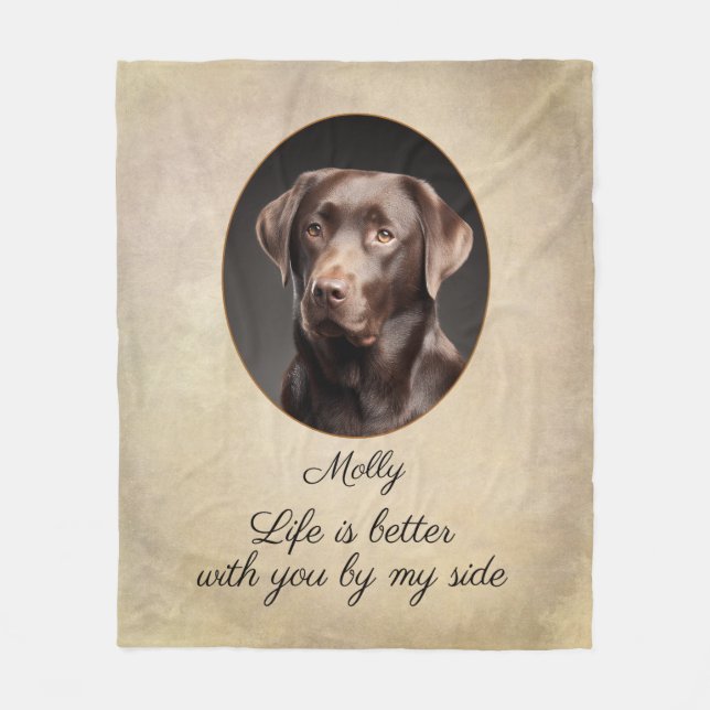 Personalized Chocolate Labrador by My Side Fleecedecke (Vorderseite)