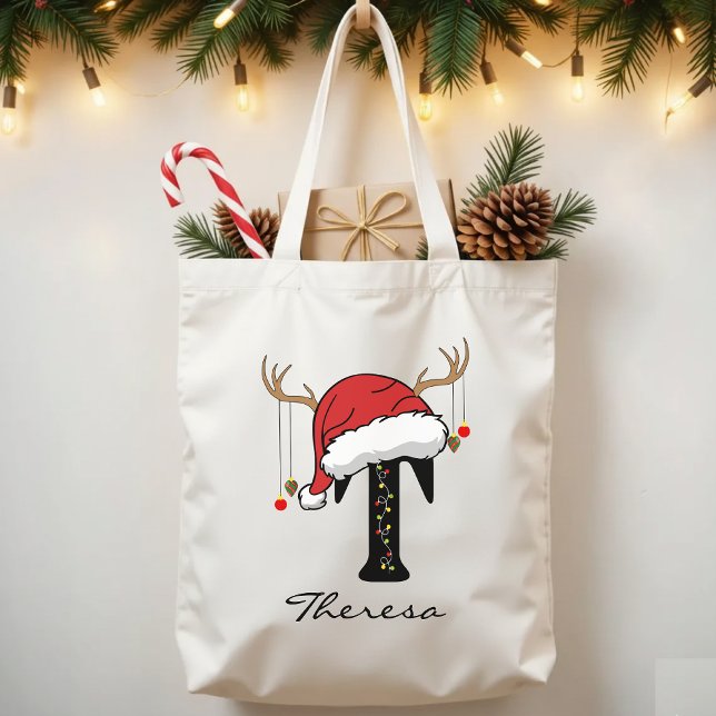 Personalized Christmas Alphabet Tote Bag for Mom Tragetasche (Christmas alphabet tote, family Christmas tote, monogram tote bag, personalized Christmas tote,)