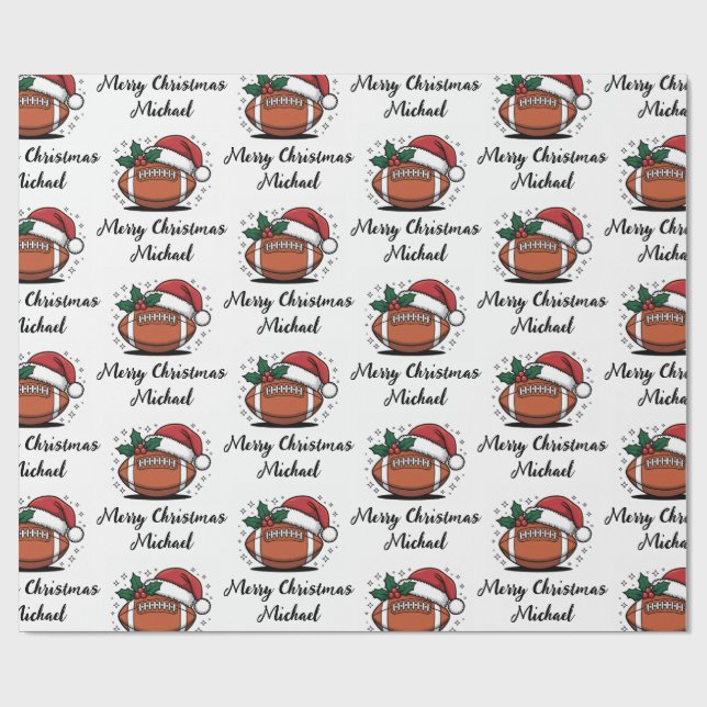 Personalized Christmas American Football Santa     Geschenkpapier (Flach)