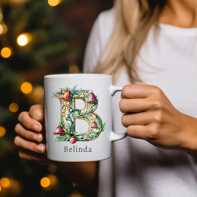 Personalized Christmas B Initial Monogram Kaffeetasse (Personalized Christmas B Initial Monogram Coffee Mug)