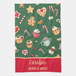 Personalized Christmas Baking Pattern Geschirrtuch