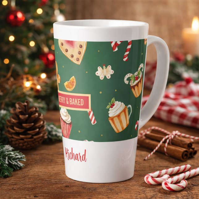 Personalized Christmas Baking Pattern Milchtasse (Von Creator hochgeladen)