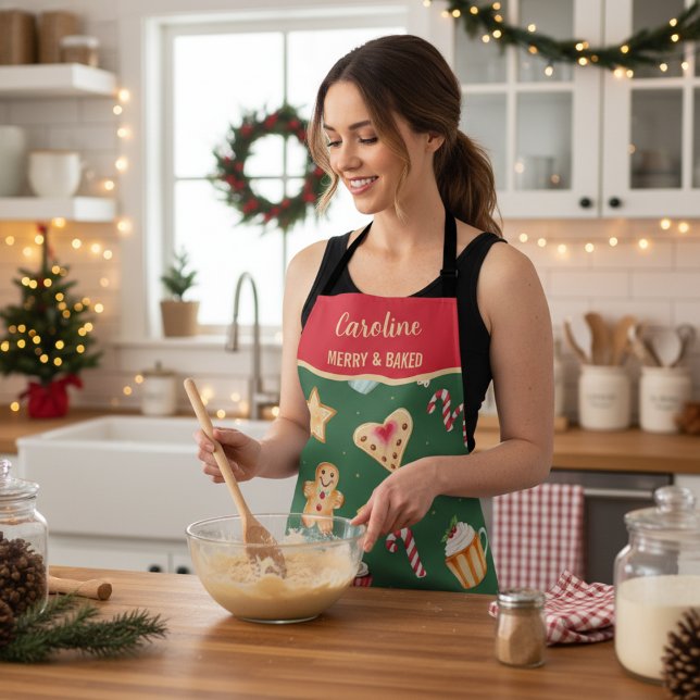 Personalized Christmas Baking Pattern Schürze (Von Creator hochgeladen)