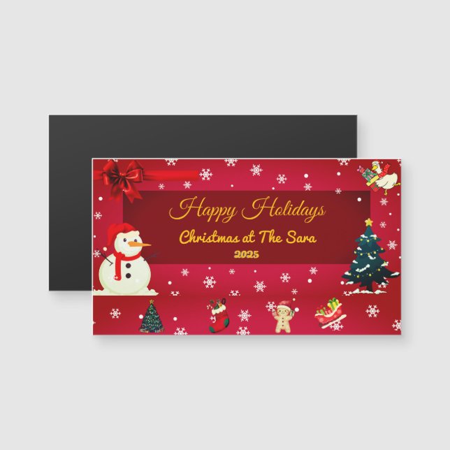 Personalized Christmas Card with Name  Magnetkarte (Vorne/Hinten)