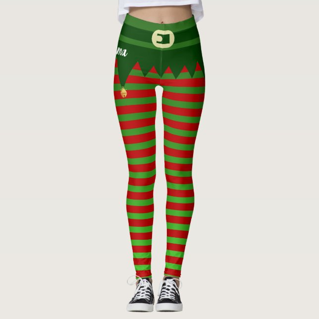 Personalized Christmas Elf Costume Leggings (Vorderseite)