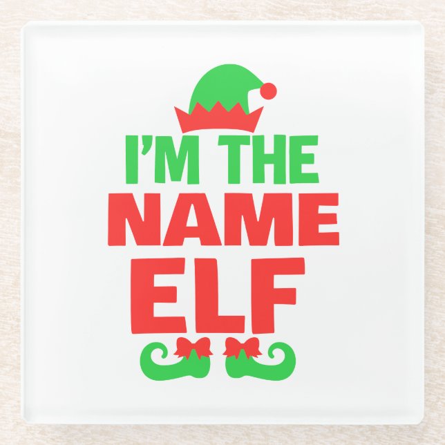 Personalized Christmas Elf Glasuntersetzer (Vorderseite)