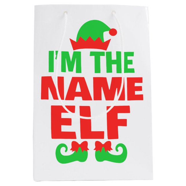 Personalized Christmas Elf Mittlere Geschenktüte (Vorderseite)