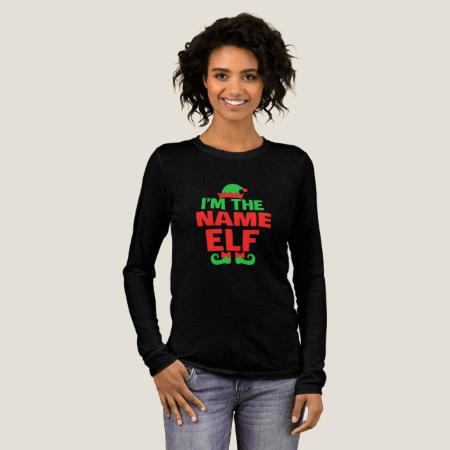 Personalized Christmas Elf Tri-Blend Shirt (Volle Vorderseite)