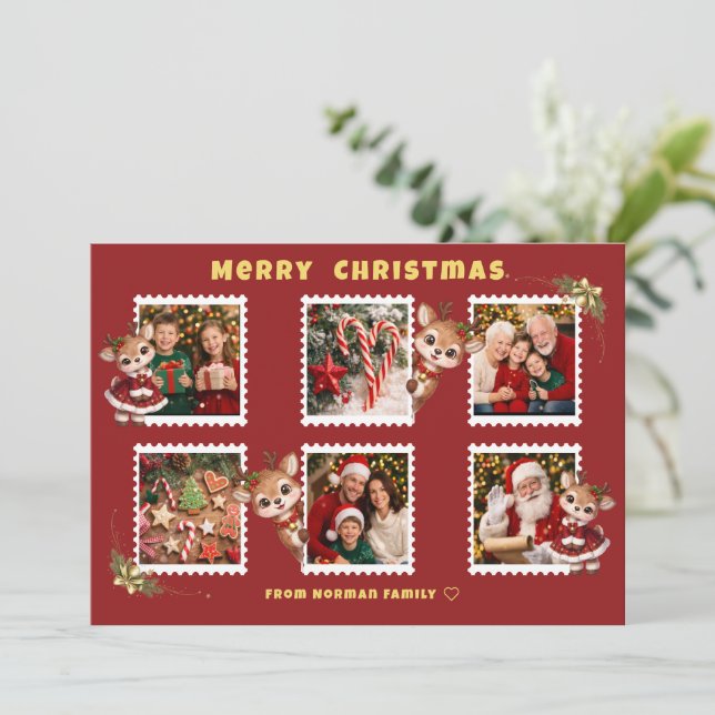 Personalized Christmas Flat Holiday Card Feiertagskarte (Stehend Vorderseite)