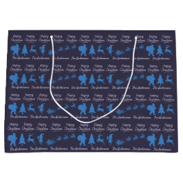 Personalized Christmas Gift Bag - Silhouette Santa Große Geschenktüte