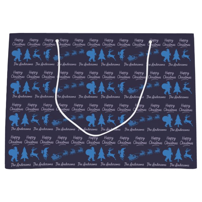 Personalized Christmas Gift Bag - Silhouette Santa Große Geschenktüte (Vorderseite)