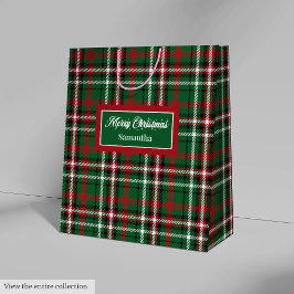 Personalized Christmas Gift Bags Tartan Monogram Mittlere Geschenktüte