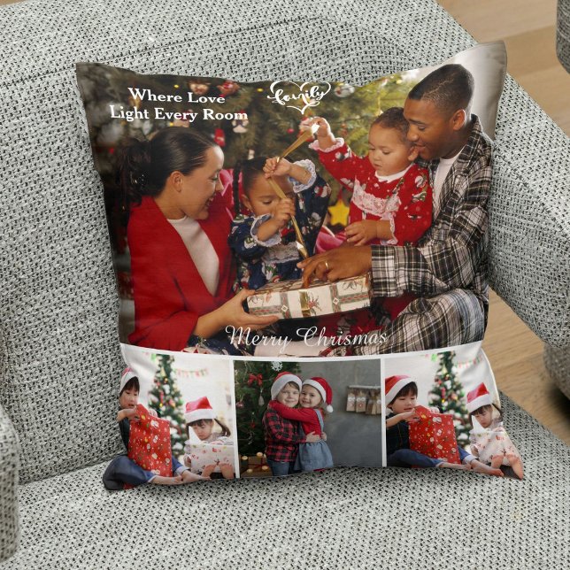 Personalized Christmas Holiday Family Photo Gift Kissen (Von Creator hochgeladen)