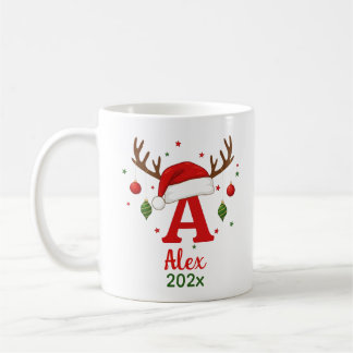 Personalized Christmas Monogram A Santa Hat Kaffeetasse